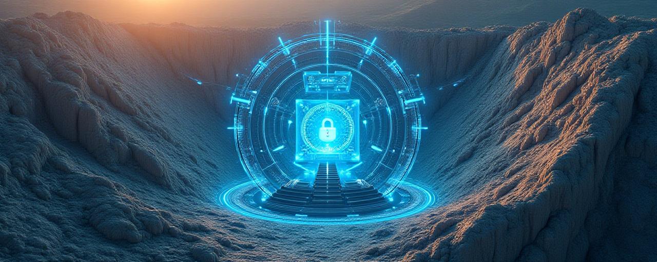 Abstract visualization of digital security and mineral data protection